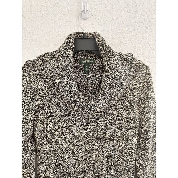 LRL Lauren Jeans Co Women's Sweater S/P Black Marbled Knit Cowl Neck Grandmacore - Picture 3 of 12
